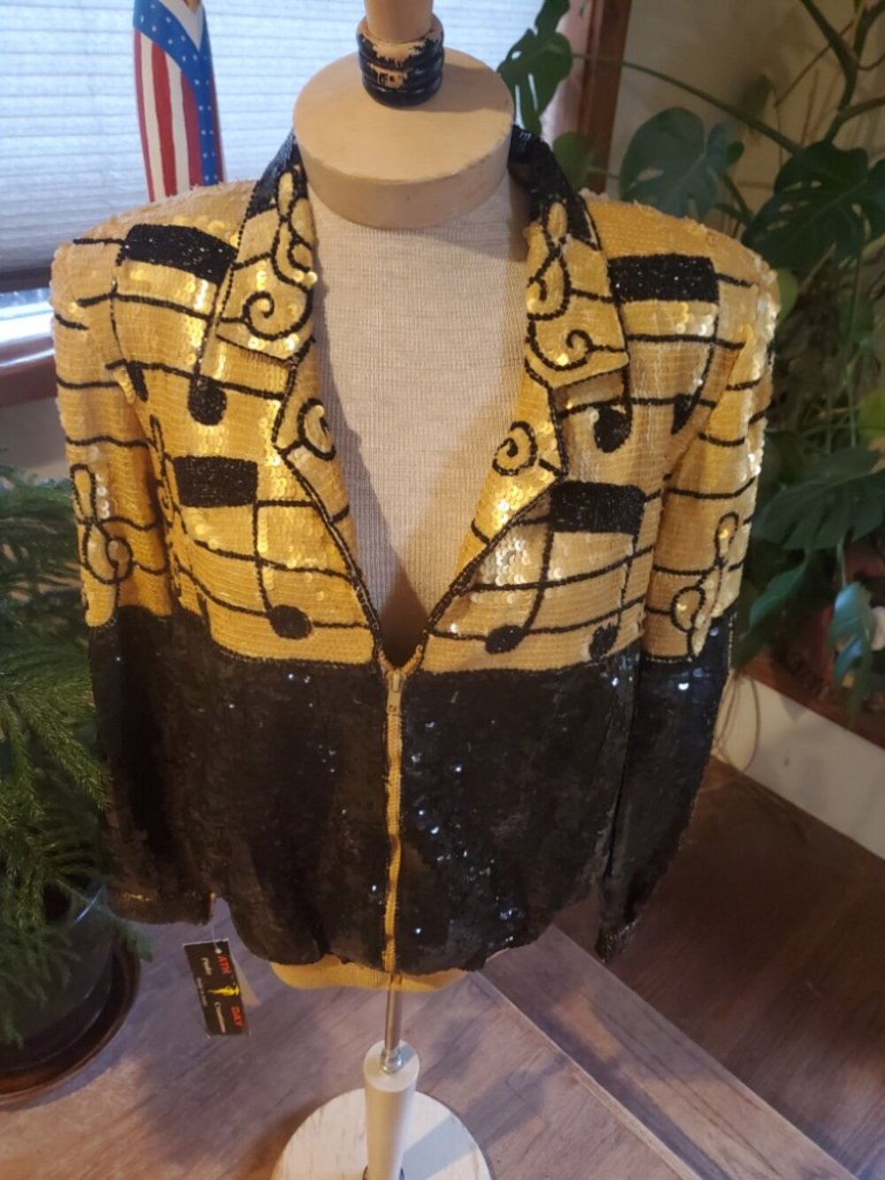 Vintage, RARE, musical notes sequined bomber